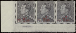 ** N° 478 2,50fr. Op 2,45fr. Zwart (2x) Waarvan 1x Met Verschoven Opdruk + 478a 2,50fr. Op 2,45fr. Grijszwart (strip Van - 1936-1951 Poortman