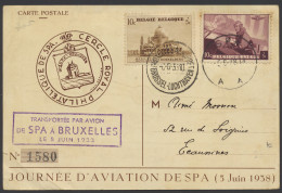 1938 N° 466 + 471 Op Postkaart Journee D'aviation De Spa (5 Juni 1938), Stempel Brussel-luchthaven (2-talig), Transporté - Other & Unclassified