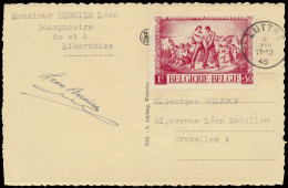 1945 N° 697 1fr. + 30fr. Rood Op ZK En Van Luttre 4.VIII.45 Naar Brussel, Zm (OBP €120) - Other & Unclassified