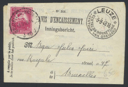 N° 749 De Gerlache, Op Document (inningsbericht) Met Cachet De Ville - Leuze - Centrum Van Breigoed - Tweetalig, Cataloo - Sonstige & Ohne Zuordnung