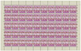 ** N° 1067 3fr. Lila, Wit Papier In Volledig Vel Van 50 Met Drukdatum 16.IV.65 En Plaatnummer 1 Met Rode Strepen Ontwaar - 1953-1972 Anteojos