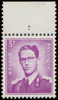 ** N° 1067 3fr. Lila, Plaatnummer 2 Type X, Zeer Zeldzaam (dunne Plek In Bladboord), Zm/m - 1953-1972 Glasses