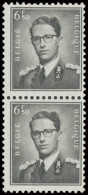 ** N° 1069A 6,50fr. Grijs In Verticaal Paar, Zm (OBP €210) - 1953-1972 Lunettes