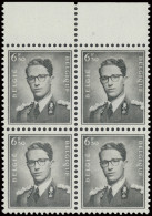** N° 1069A 6,50fr. Grijs In Blok Van 4, Zm (OBP €420) - 1953-1972 Brillen