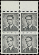 ** N° 1069A 6,50fr. Grijs In Blok Van 4, Zm (OBP €420) - 1953-1972 Glasses