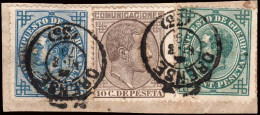 Orense - Edi O 192+183+184 - Fragmento Mat Fech. Tp. II "Orense" - Used Stamps