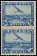 **/* PA 1-Cu 50c. Blauw (verticaal Paar), Met Accordeonplooi, Bovenste Zegel Met *, Zeldzame Curiositeit, Zm - Otros & Sin Clasificación