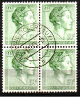 Luxembourg, Luxemburg, 1960,  MI 624 ,YT 582, VIERERBLOCK, GRAND DUCHESSE CHARLOTTE, GESTEMPELT,OBLITERE - Gebruikt