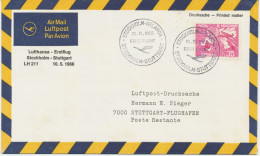 SCHWEDEN 10.5.1966, Erstflug Deutsche Lufthansa Mit Boeing 727 „STOCKHOLM – STUTTGART“ (Hab.848/Sie.415) - Brieven En Documenten