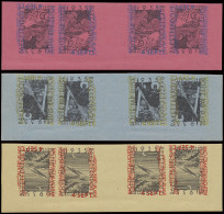 E 12/14 Ongetande Strip Van 4, Kopstaand, Zeldzaam Met Fotocertificaat Kaiser, Zm (OBP ++€3.960) - Erinnophilie - Reklamemarken [E]