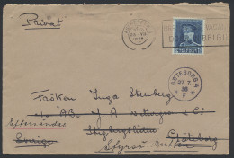 1938 N° 320 1.75fr. Blauw, Op Brief, Vanuit Antwerpen, Dd. 23-VII-1938, Naar Göteborg (Zweden) Brief Is Doorgezonden, Vl - Otros & Sin Clasificación