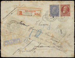 1905, BRUXELLES AGENCE N° 20, Aangetekende Brief, Gefrankeerd Met OBP N° 60 En 74 25c. Fijne Baard En 10c. Grove Baard,  - Other & Unclassified