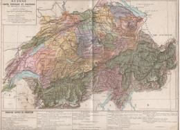 Carte Topographique Aspect Physique Et Politique - SUISSE - Edition BELIN à PARIS - Usure Du Temps - Mapas Topográficas