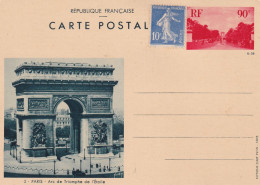 France - Entiers Postaux - Arc De Triomphe - TB - Standard Postcards & Stamped On Demand (before 1995)