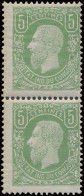 ** N° 1 5c. Green In Vertical Pair, Off Centre To The Right, MNH, Vf (OBP €180) - 1884-1894