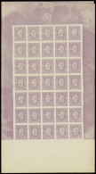 Type 5 5Fr. Light Lilac - FORGERY Type V, In Full Sheet Of 35 Stamps Unperforated And Without Gum, Vf/f/to Be Checked - 1884-1894