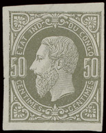 Type 9, Colour Proof Of 50c. Leopold II Second Issue, Unadopted Colour Deep Grey Green Instead Of Red Brown And Unadopte - 1884-1894