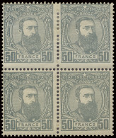 **/* N° 13A/13B 25Fr. Grey And 50Fr. Grey Off Centre, In Block Of 4 Stamps (2 **/2 *), Vf (OBP €460) - 1884-1894