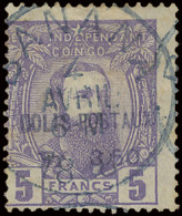 CP 2 5Fr. Violet Off Centre To The Bottom Left Corner With Overprint COLIS POSTAUX FR. 3.50 In Black And Cancelled BANAN - Spoorwegzegels