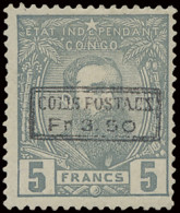 * CP 5 5Fr. Grey Off Centre To The Right With Boxed Overprint COLIS POSTAUX FR 3.50 In Black, Hinged, Signed, Vf (OBP €3 - Parcel Post