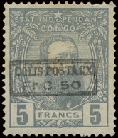 * CP 5 5Fr. Grey Off Centre To The Upper Left Corner With Boxed Overprint COLIS POSTAUX FR 3.50 In Black, Hinged, With 1 - Parcel Post