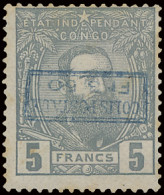 (*) CP 5-Cu1 5Fr. Grey Off Centre To The Upper Right Corner With Inverted Boxed Overprint COLIS POSTAUX FR 3.50 In Blue, - Paquetes Postales