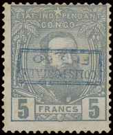 (*) CP 5-Cu1 5Fr. Grey Off Centre To The Upper Right Corner With Inverted Boxed Overprint COLIS POSTAUX FR 3.50 In Blue, - Paketmarken