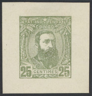 Type 8 25c. Olive FORGERY Color Die Proof, Unperforated And Hinged, Vf - 1884-1894