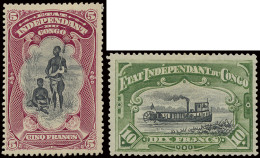 * N° 28 And 29 5Fr. Carmine And 10 Fr. Green Mint And Hinged, Vf (OBP €285) - Autres & Non Classés