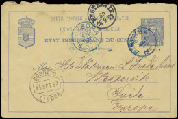 1897, On The Way Of Lado Enclave Item, Postal Stationery Catalogue Stibbe N° 13 Request Part (written By Erik Fredelius  - Autres & Non Classés