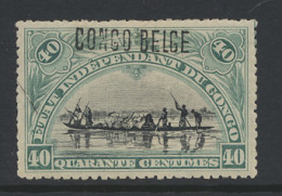 * N° 34B6 40c. Blue-green With Brussels Overprint CONGO BELGE Type B6, Hinged, With Cert., Vf - Andere & Zonder Classificatie