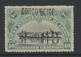* N° 34B6 40c. Blue-green With Brussels Overprint CONGO BELGE Type B6, Hinged, With Cert., Vf - Sonstige & Ohne Zuordnung