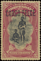 * N° 38B5 5fr. Carmine With Brussels Overprint CONGO BELGE, Type B5 Hinged, F (OBP ++€760) - Sonstige & Ohne Zuordnung