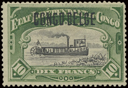 * N° 39B2 10fr. Green With Brussels Overprint CONGO BELGE, Type B2, Hinged With Thin, But Still Scarce And Beautiful On  - Otros & Sin Clasificación