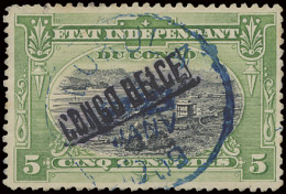 N° 30L2-Cu 5c. Green With Local Overprint CONGO BELGE Type 2, Curiosity: Applied Oblique And Underlined, Cancelled LUKUL - Sonstige & Ohne Zuordnung