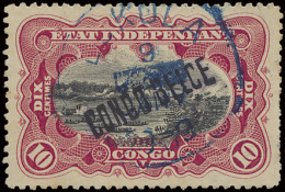 N° 31L2-Cu 10c. Carmine With Local Overprint CONGO BELGE Type 2, Curiosity: Applied Oblique, Cancelled LUKULA In Blue, I - Other & Unclassified