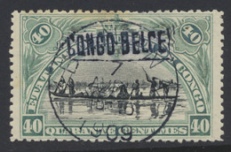 N° 34L2-Cu 40c. Blue-green With Local Overprint CONGO BELGE Type L2, With Curiosity Of Overprint Underlined And Cancelle - Autres & Non Classés