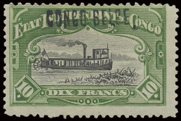 * N° 39L1-Cu1 10Fr. Green With Local Overprint CONGO BELGE Type 1 And With Curiosity Of Centre Boat Wheel Touching Frame - Andere & Zonder Classificatie