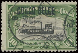 N° 39L1-Cu3 10fr. Green, Perf 12, Mols With Watermark, With Overprint Local CONGO BELGE Type L1, Used Boma February 16th - Autres & Non Classés