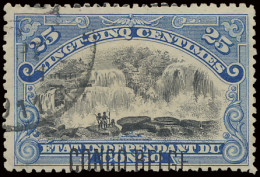 N° 43-Cu 25c. Blue With Typo Overprint CONGO BELGE, Applied A Cheval (curiosity), Position #30 Of The Sheet, Cancelled I - Andere & Zonder Classificatie