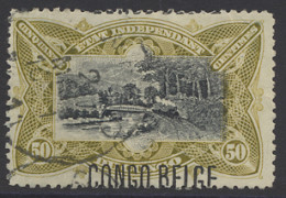 N° 45-Cu 50c. Olive With Typo Overprint CONGO BELGE Applied A Cheval Interesting Curiosity, Cancelled, With Cert., Vf - Other & Unclassified