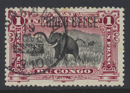 N° 46PT 1Fr. Carmine - Prince Issue With Typo Overprint CONGO BELGE, Position #12 Of The Sheet Of 50 Stamps, Cancelled S - Autres & Non Classés