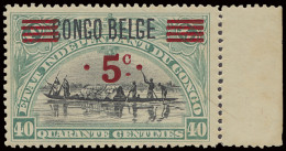 ** N° 85A 5c. On 40c. Blue-green With Typo Overprint CONGO BELGE, With Margin Of Sheet, MNH, Vf/f (OBP €230) - Other & Unclassified