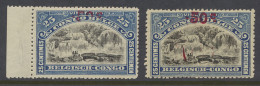 * N° 99-Cu (2x) 50c. On 25c. Blue - Mols 1922 Typo Overprint Of Malines Issue Both With Printing Curiosities, One With P - Autres & Non Classés