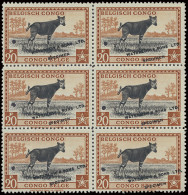 ** Type 246 (block Of 6) 20fr. Orange Brown And Black - Publicity Colour Proof With Demonetization Hole (misplaced To Th - Other & Unclassified