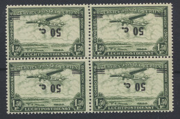 ** PA 16-Cu 50c. On 5fr., Block Of 4, Inverted Surcharge, Vf (OBP €200) - Other & Unclassified