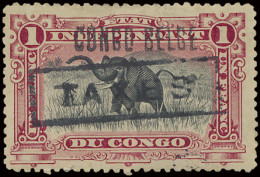 * TX 13 1Fr. Carmine With Local Overprint CONGO BELGE Type L1 And With Boxed TAXES (Du Four Type III), Mint And Hinged,  - Other & Unclassified