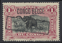 * N° 46b 1Fr. Carmine Perf. 16 With Typo Overprint CONGO BELGE, Position #21 Of The Sheet And With Boxed TAXES, Hinged A - Autres & Non Classés