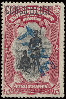 ** N° 48PT 5Fr. Carmine - Prince Issue Position #1 With Typo Overprint CONGO BELGE And With Lined TAXE In Blue (Du Four  - Other & Unclassified