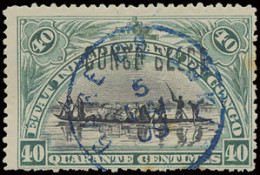 N° 34L 40c. Blue-green With Local Overprint CONGO BELGE Type L1, With Cancellation GARE DE LUKI 5 MAY 09 In Blue, Rust S - Paketmarken